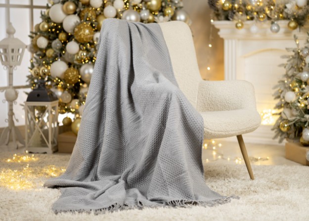 Picture of Manamo  Tetra  პლედი ბამბა აკრილის ნაცრისფერი  220x230 სმ