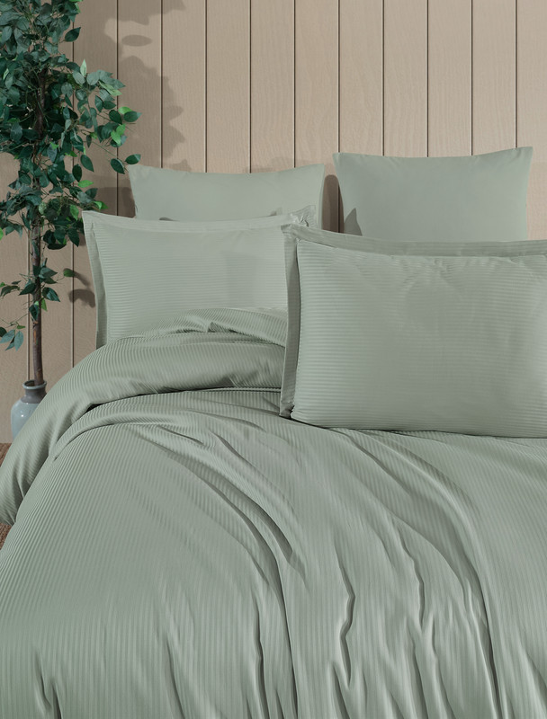 Manamo Prime Stripe Bed Linnen Set Saten Cameo Green Double200x220 ...