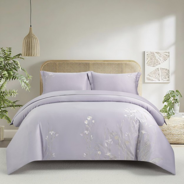 Picture of Manamo Violet Bed Linnen Set  Saten Embroidered Lilac Double200x220 cm+240x260 cm+50x70 cm(2)