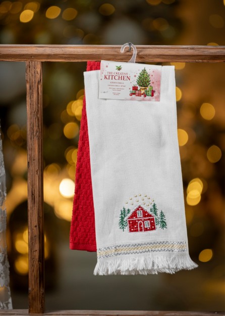 Picture of Manamo Home Kitchen Towel Set Cotton White/Green  40x71+2