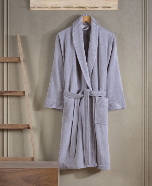 Picture of Manamo Jess Shawl Collar Bathrobe Cotton Gray S/M