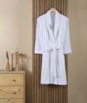 Picture of Manamo Tiny Rose Embroidered Bathrobe Cotton White L/XL