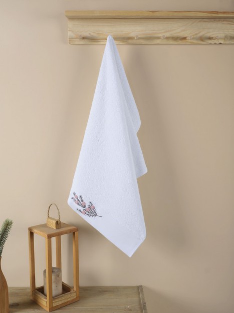 Picture of Manamo Tiny Rose Embroidered Face Towel Cotton White 50x85 cm