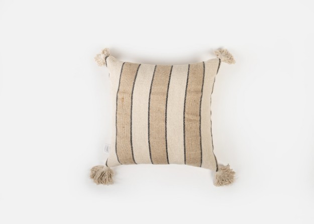 Picture of Manamo Line Decorative Pillow Case Jute Tassel Natural/White 45x45 cm