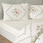 Picture of TAC Elira Bed Linen Set Cotton White Double 200x220+240x260+50x70(2pc)cm