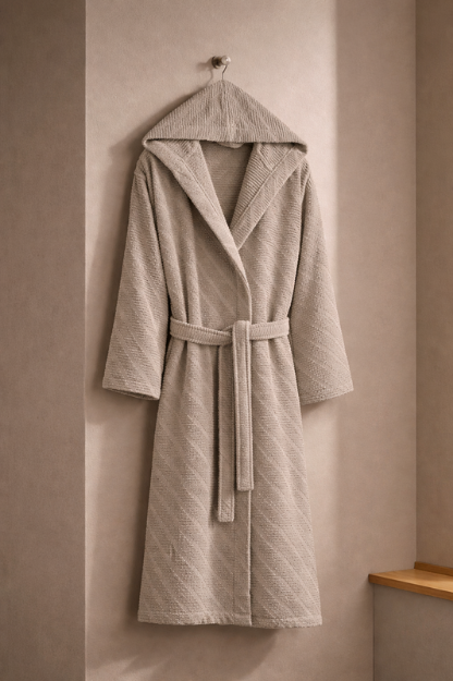 Picture of Manamo Dolce Bathrobe Cotton Vizon Jaqcuard Hooded L/XL