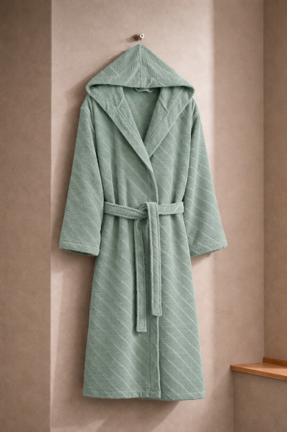 Picture of Manamo Dolce Bathrobe Cotton Cameo Jaqcuard Hooded L/XL