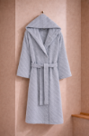 Picture of Manamo Dolce Bathrobe Cotton Grey Jaqcuard Hooded S/M