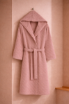 Picture of Manamo Dolce Bathrobe Cotton Blush Jaqcuard Hooded S/M