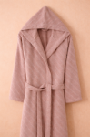 Picture of Manamo Dolce Bathrobe Cotton Blush Jaqcuard Hooded S/M