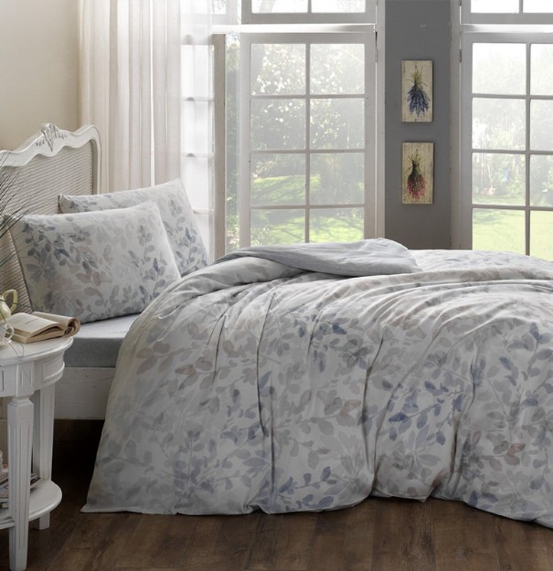 Picture of TAC Nayello Bed Linen Set Digital Saten Blue Double 200x220+240x260+50x70 (4pc)