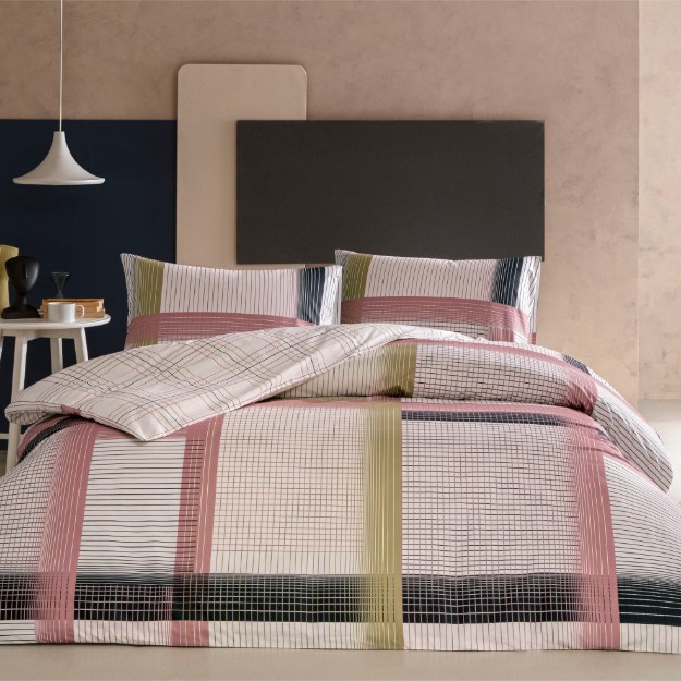 Picture of TAC Zyra Bed Linen Set Cotton Pink Single With Fiitted Sheet 160x220+100x200+50x70(1pc)