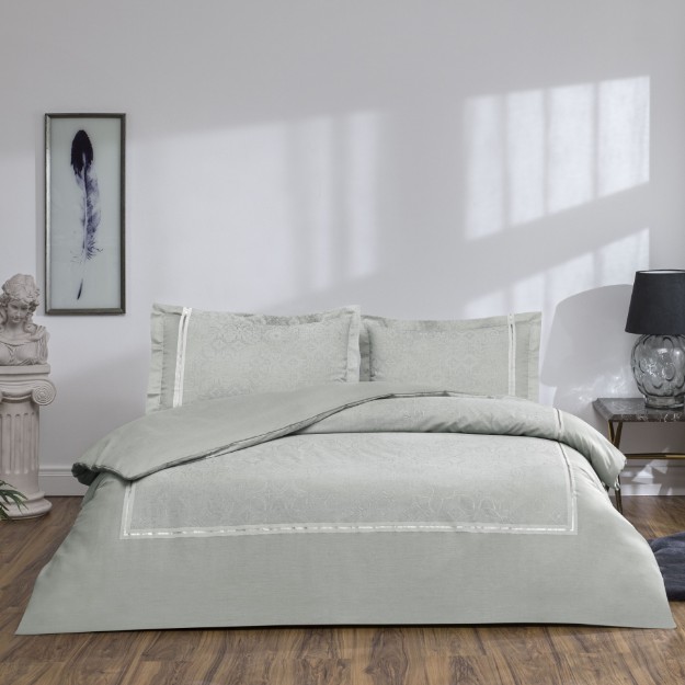 Picture of TAC Salvoria Bed Linen Set Saten Grey Double 200x220+230x260+50x70(2pc)