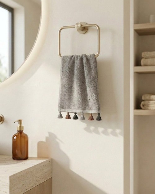 Picture of Manamo Compass Hand Towel Cotton Grey Line Yarn 30x50 cm