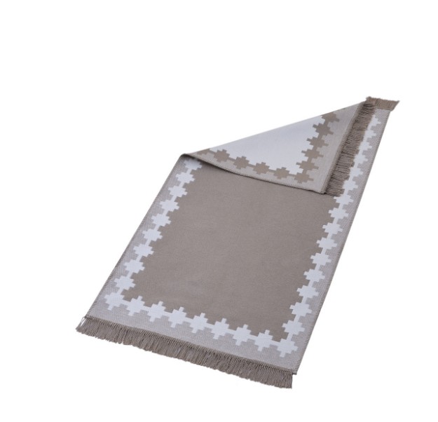 Picture of Manamo Cross Fringed Rug Acrylic Beige 80x150 cm