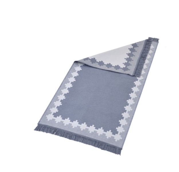 Picture of Manamo Cross Fringed Rug Acrylic Grey 80x150 cm