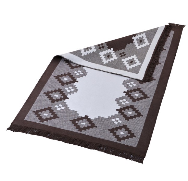 Picture of Manamo Square Fringed Rug Acrylic Brown 80x150 cm