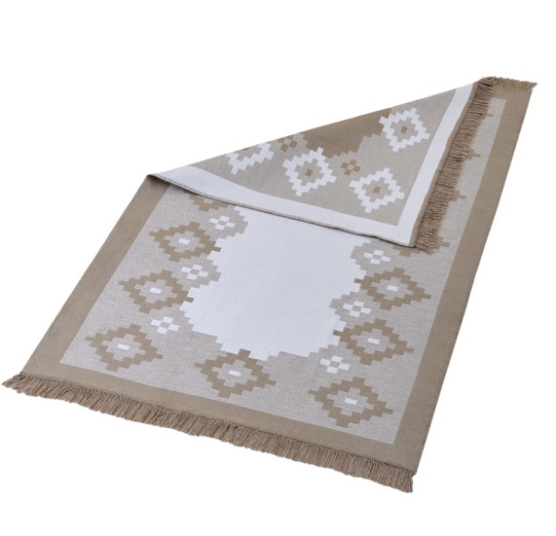 Picture of Manamo Square Fringed Rug Acrylic Beige 80x150 cm