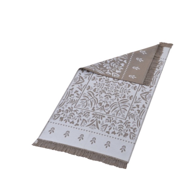 Picture of Manamo Leaf Fringed Rug Acrylic Beige 80x150 cm