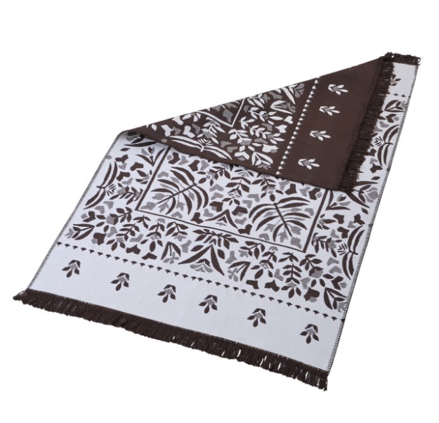 Picture of Manamo Leaf Fringed Rug Acrylic Brown 80x150 cm