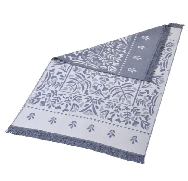 Picture of Manamo Leaf Fringed Rug Acrylic Grey 80x150 cm