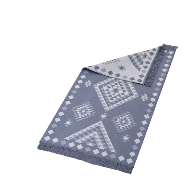 Picture of Manamo Geometric Fringed Rug Acrylic Grey 80x150 cm
