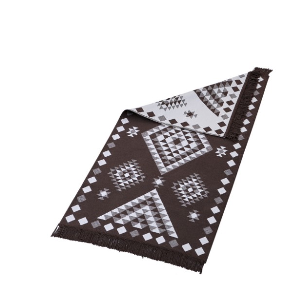 Picture of Manamo Geometric Fringed Rug Acrylic Brown 80x150 cm