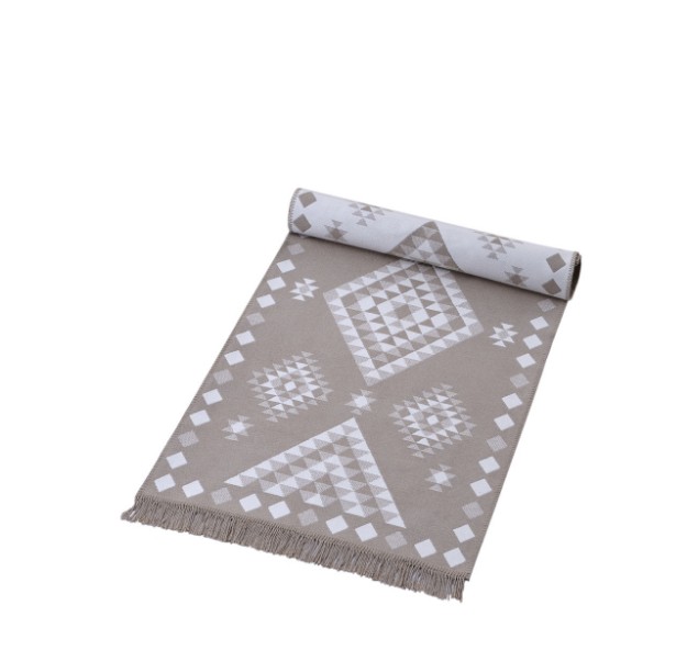 Picture of Manamo Geometric Fringed Rug Acrylic Beige 120x180 cm