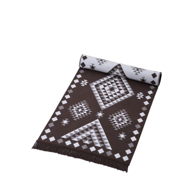 Picture of Manamo Geometric Fringed Rug Acrylic Brown 120x180 cm