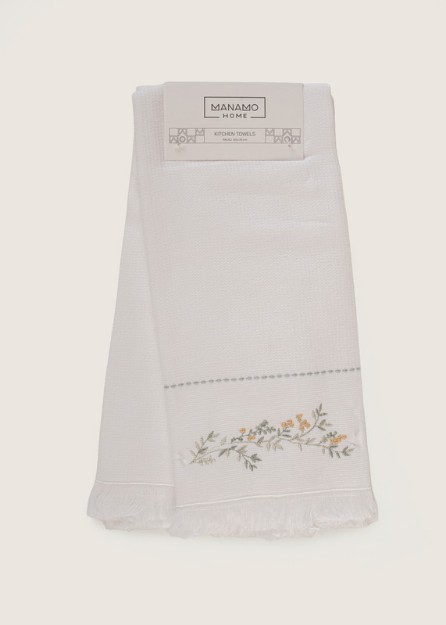 Picture of Manamo Wilma Embroidered Kitchen Towel  Cotton White 50x70  (2pc) cm