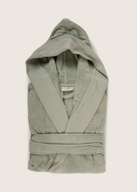 Picture of Manamo Blen Jacquard Hooded Bathrobe Cotton Cameo S/M