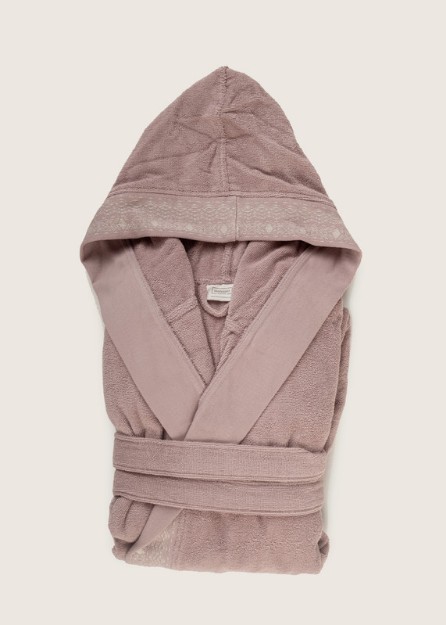 Picture of Manamo Blen Jacquard Hooded Bathrobe Cotton Violet 2XL/3XL
