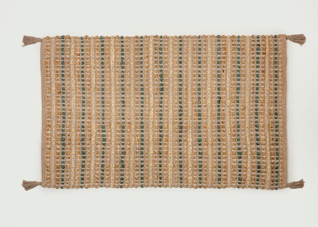 Picture of Manamo Bead Jute  Rug Handwoven Tasseled Green 80x130 cm