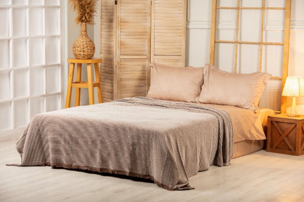 Picture of Manamo Lemi Yarn Dyed Pique Cotton Mocha 160x240 cm