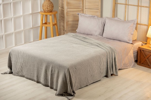 Picture of Manamo Lemi Yarn Dyed Pique Cotton Anthracite 220x240 cm