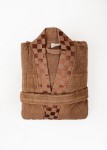 Picture of Manamo Checker  Bathrobe Microcotton Mocha S/M