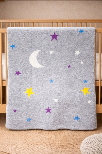 Picture of Manamo Butterfly & Rainbow Baby Blanket Cotton Acrylic Ecru/Pink  100x120 cm