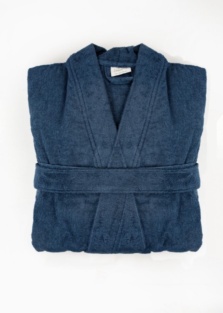 Picture of Manamo Saphire Peshterry Kimono Bathrobe Bamboo Indigo 2XL/3XL