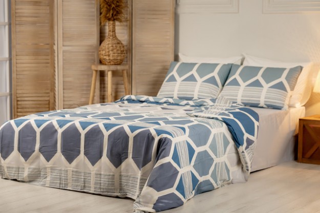 Picture of Manamo Geo  Bed Linen Set Cotton Blue/Grey 200x220 cm+240x260 cm+50x70 cm(2)
