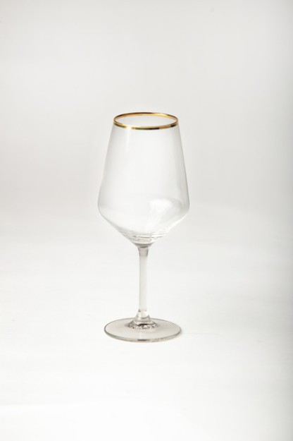 Picture of Manamo Avantgarde  Wine Glass Transparent / Gold Rim 490 cc × H 220 mm × Ø 64 mm