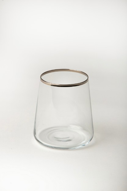 Picture of Manamo Avantgarde  Water Glass  Transparent / Silver Rim 420 cc × H 100 mm × Ø 90 mm