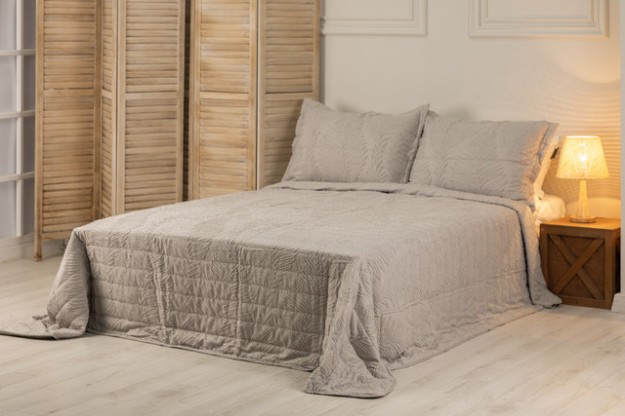 Picture of Manamo Diagonal Faux  Bed Cover Set Polyester Grey 240X250+50X70 CM(2)