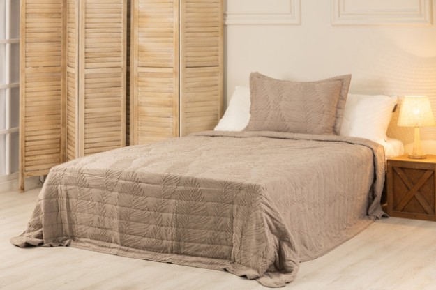 Picture of Manamo Diagonal Faux  Bed Cover Set Polyester Taupe 180X240+50X70 CM