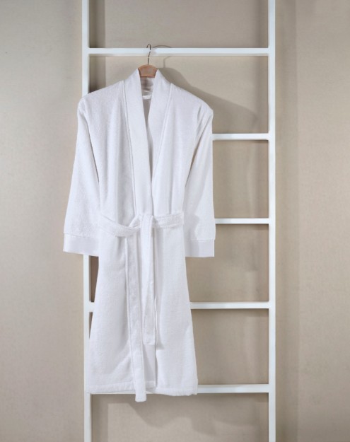 Picture of Manamo Pure Bamboo Kimono Bathrobe White S/M 