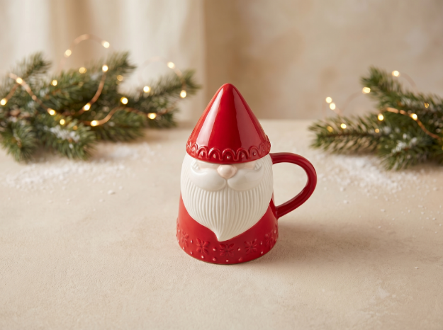 Picture of Manamo Gnome  Mug With Lid  კერამიკის წითელი/თეთრი 14.4x11x15.5 სმ