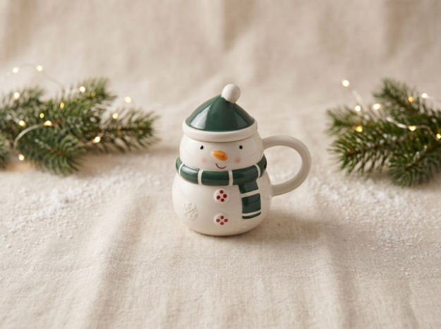Picture of Manamo Holly  Mug With Lid  კერამიკის მწვანე/თეთრი 14.1x10.7x13.8 სმ