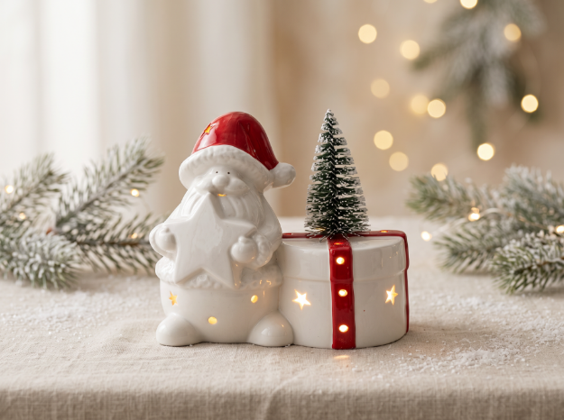 Picture of Manamo Claus  Figurine Stone Ceramic Red/White 14.4x9.2x14.3 cm