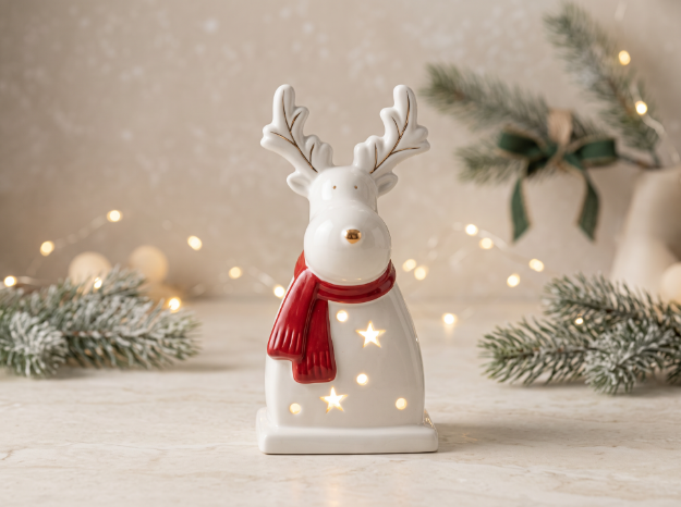 Picture of Manamo Rudolph  Figurine Stone Ceramic Red/White 8.2x6.1x16.7 cm